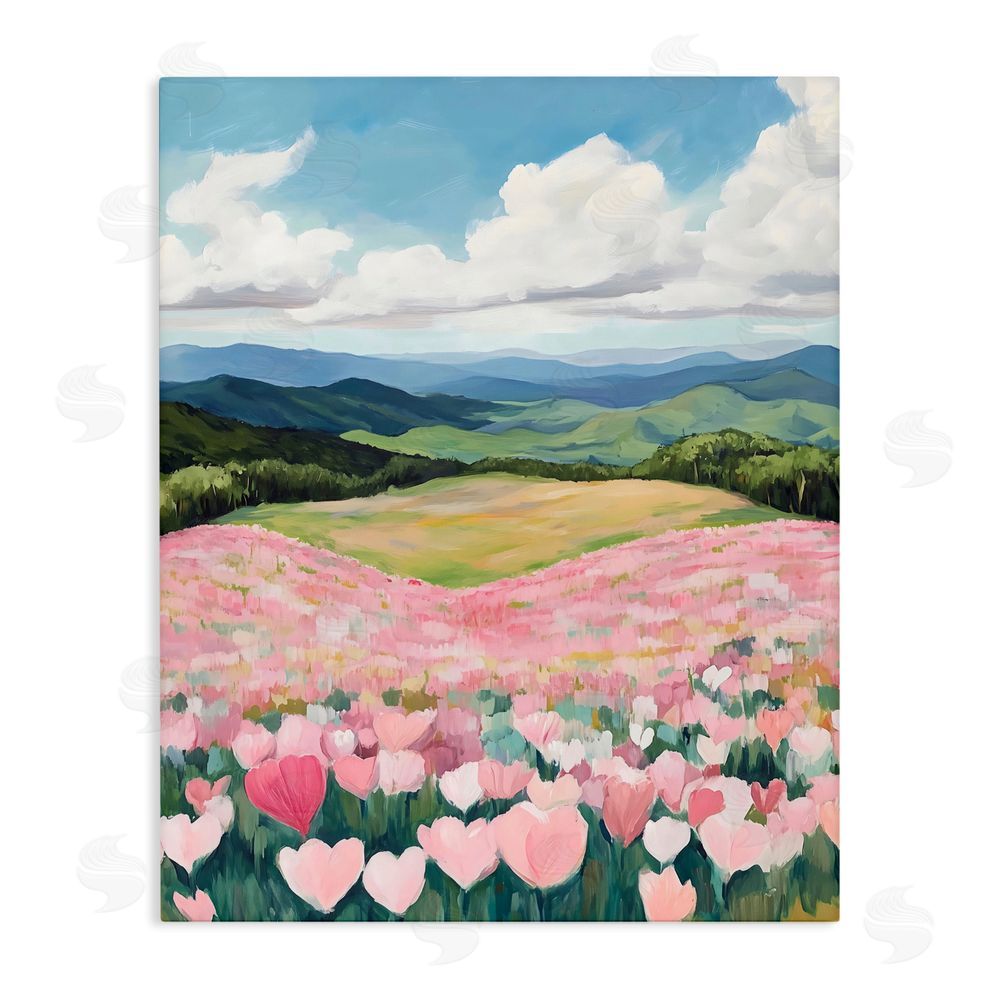The Prints Vibe Blush Pink Poppy Field Stretched Canvas Wall Art Print