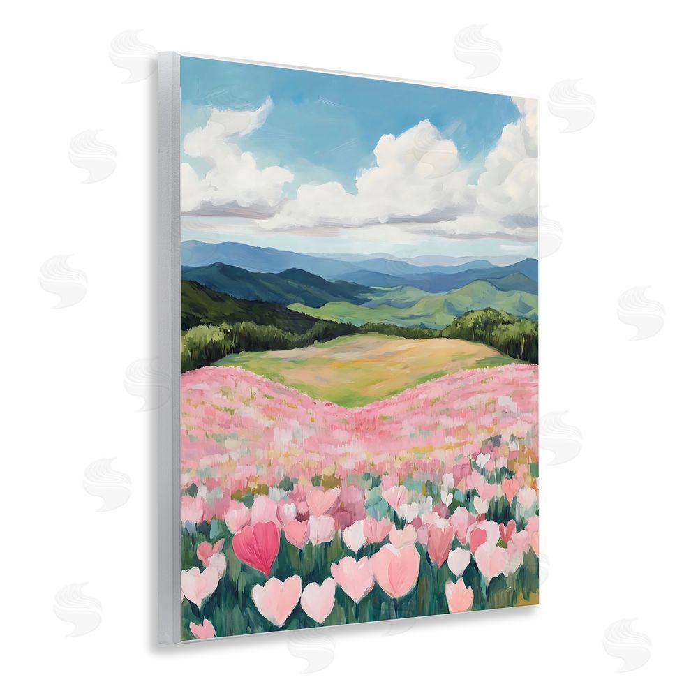 The Prints Vibe Blush Pink Poppy Field Wall Plaque Art Print with White Foil Wrap