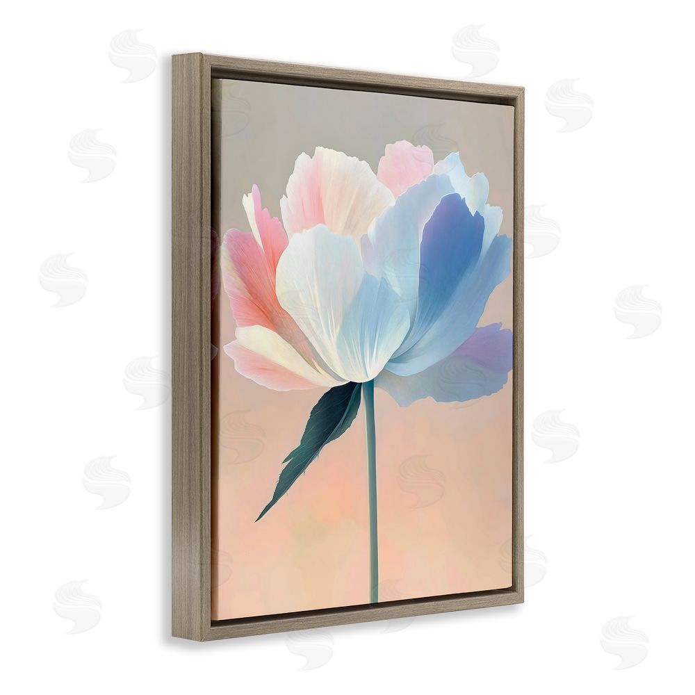 The Prints Vibe Pink & Blue Flower Serenity Brown Floating Framed Canvas Wall Art