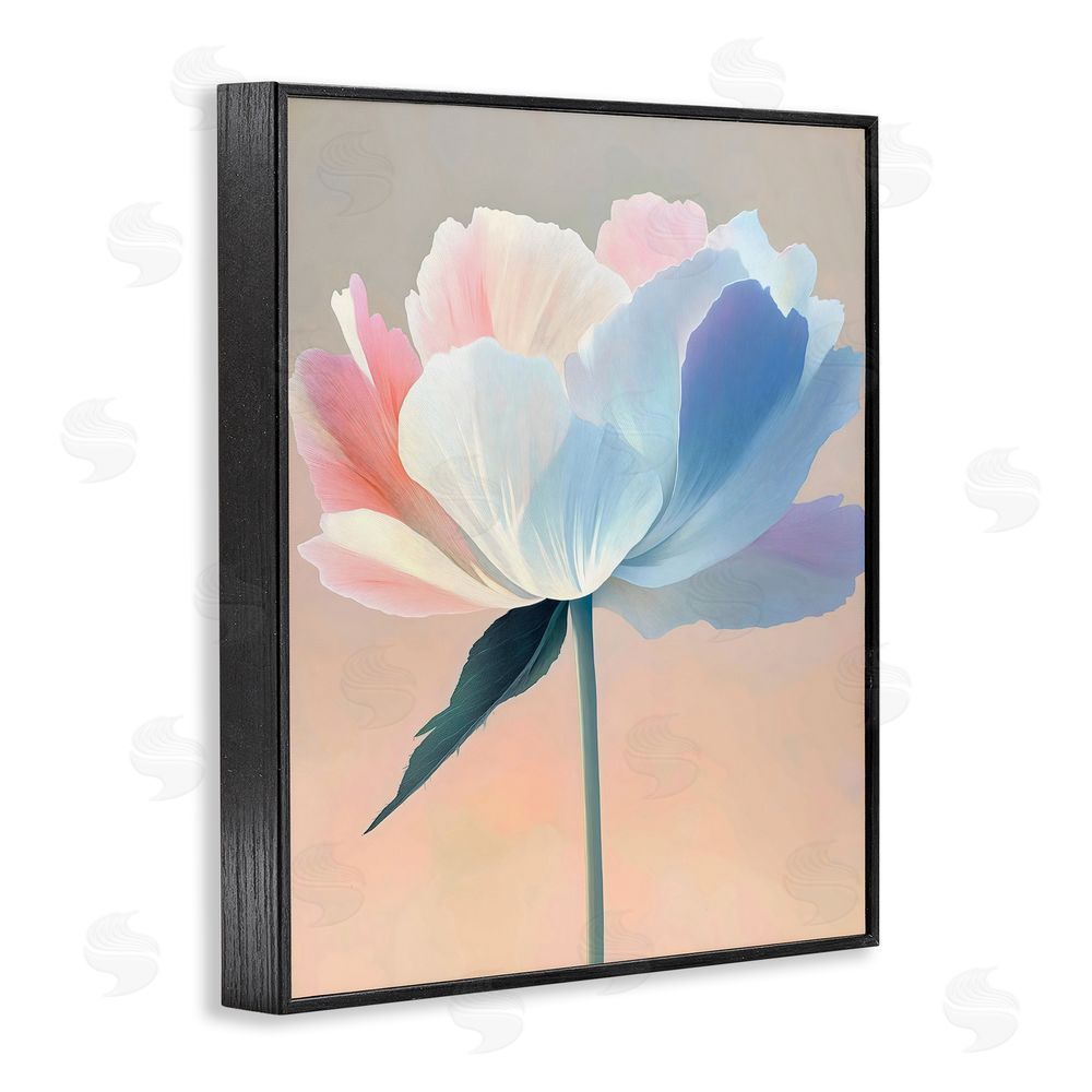 The Prints Vibe Pink & Blue Flower Serenity Black Framed Giclee Wall Art