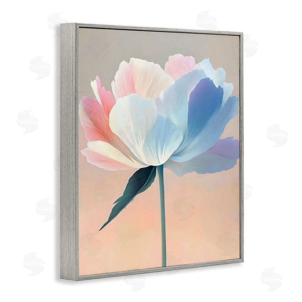 The Prints Vibe Pink & Blue Flower Serenity Gray Framed Giclee Wall Art