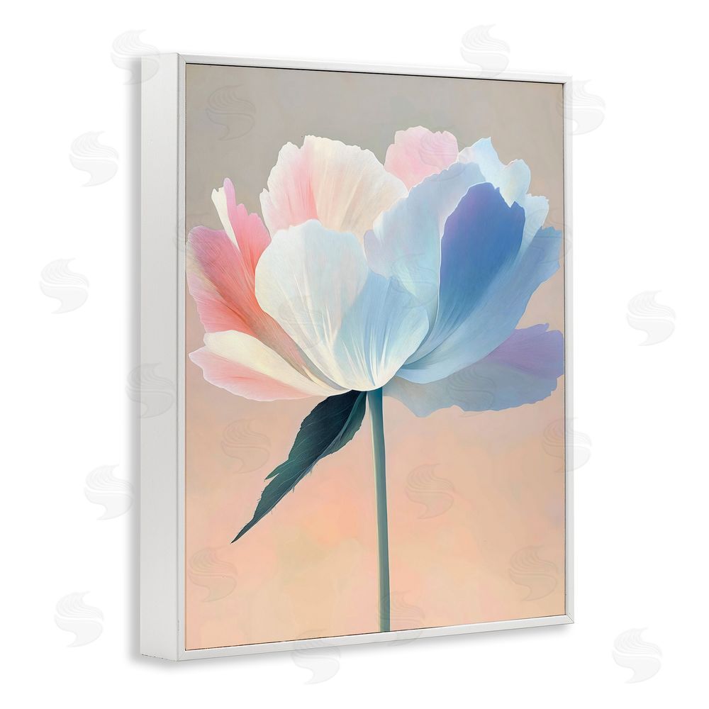 The Prints Vibe Pink & Blue Flower Serenity White Framed Giclee Wall Art