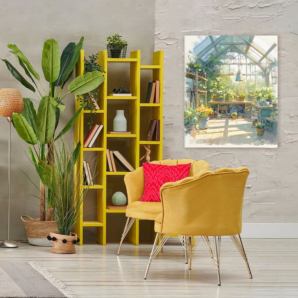 Creative Studio Sunlit Greenhouse Plant Sanctuary Stretched Canvas on Wall