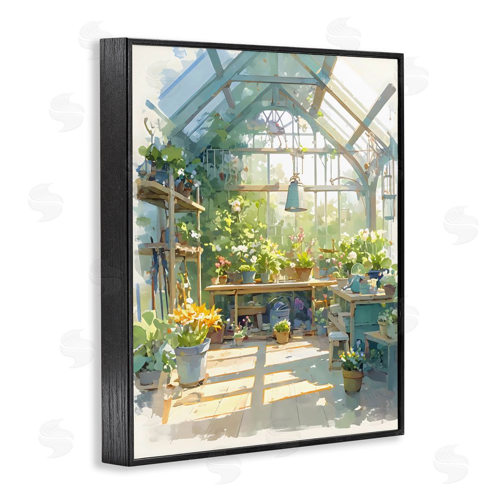 Creative Studio Sunlit Greenhouse Plant Sanctuary Black Framed Giclee Wall Art Print