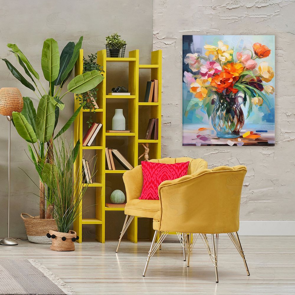 Creative Studio Dreamy Bouquet of Vibrant Blooms Stretched Canvas Wall Art in Room