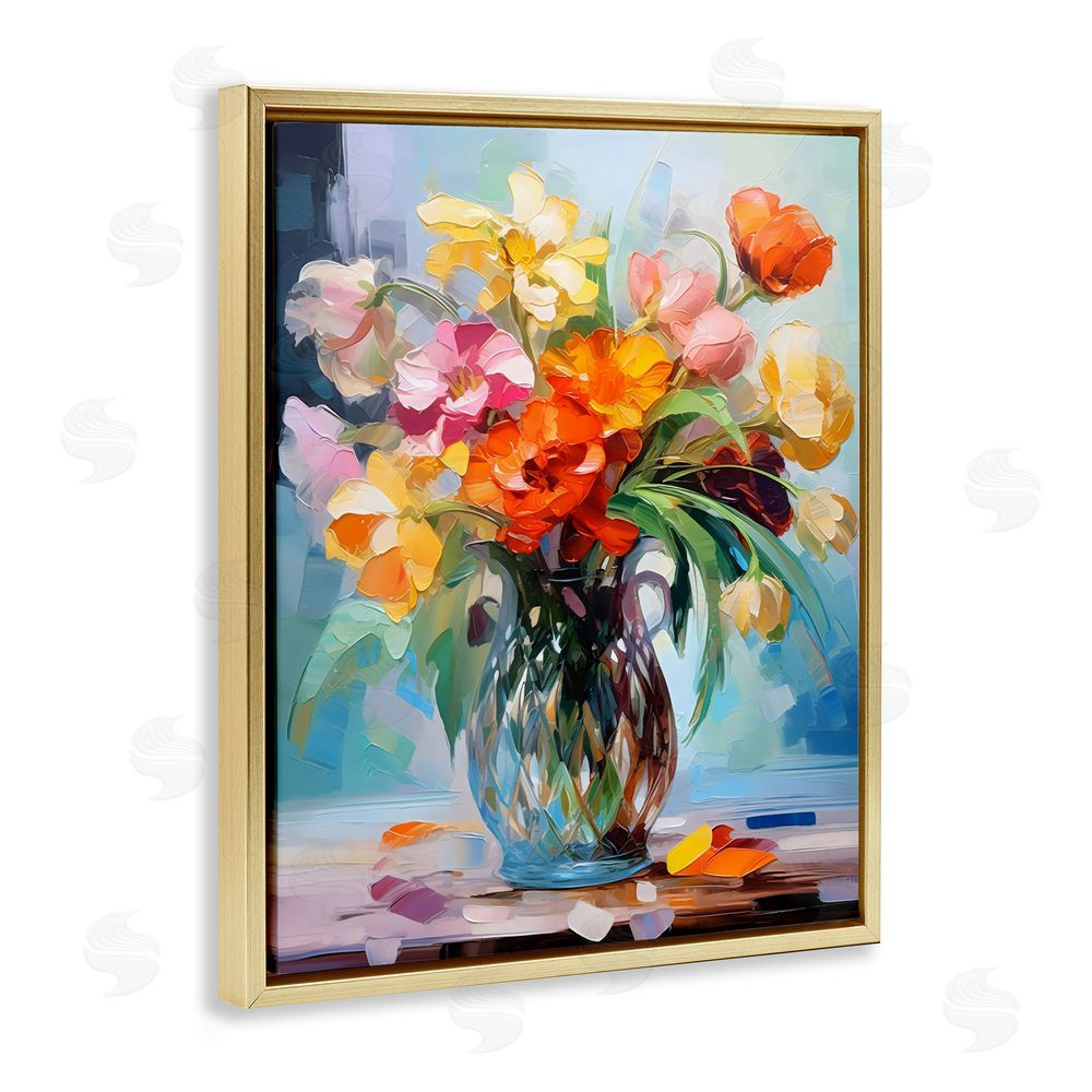 Creative Studio Dreamy Bouquet of Vibrant Blooms Gold Floating Frame Canvas Wall Art Print