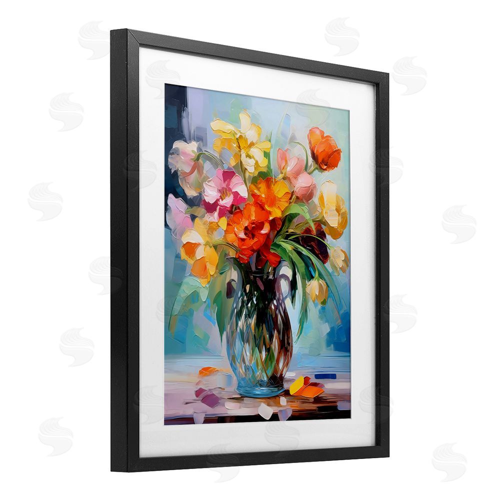Creative Studio Dreamy Bouquet of Vibrant Blooms Black Framed Print Under Glass Wall Art