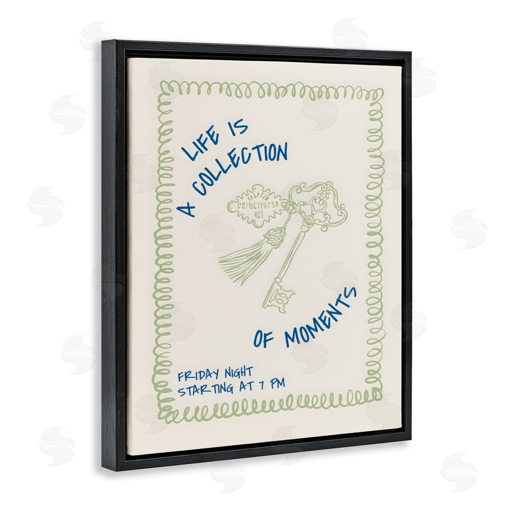 The Prints Vibe A Collection of Moments Black Floating Frame Stretched Canvas Wall Art Print