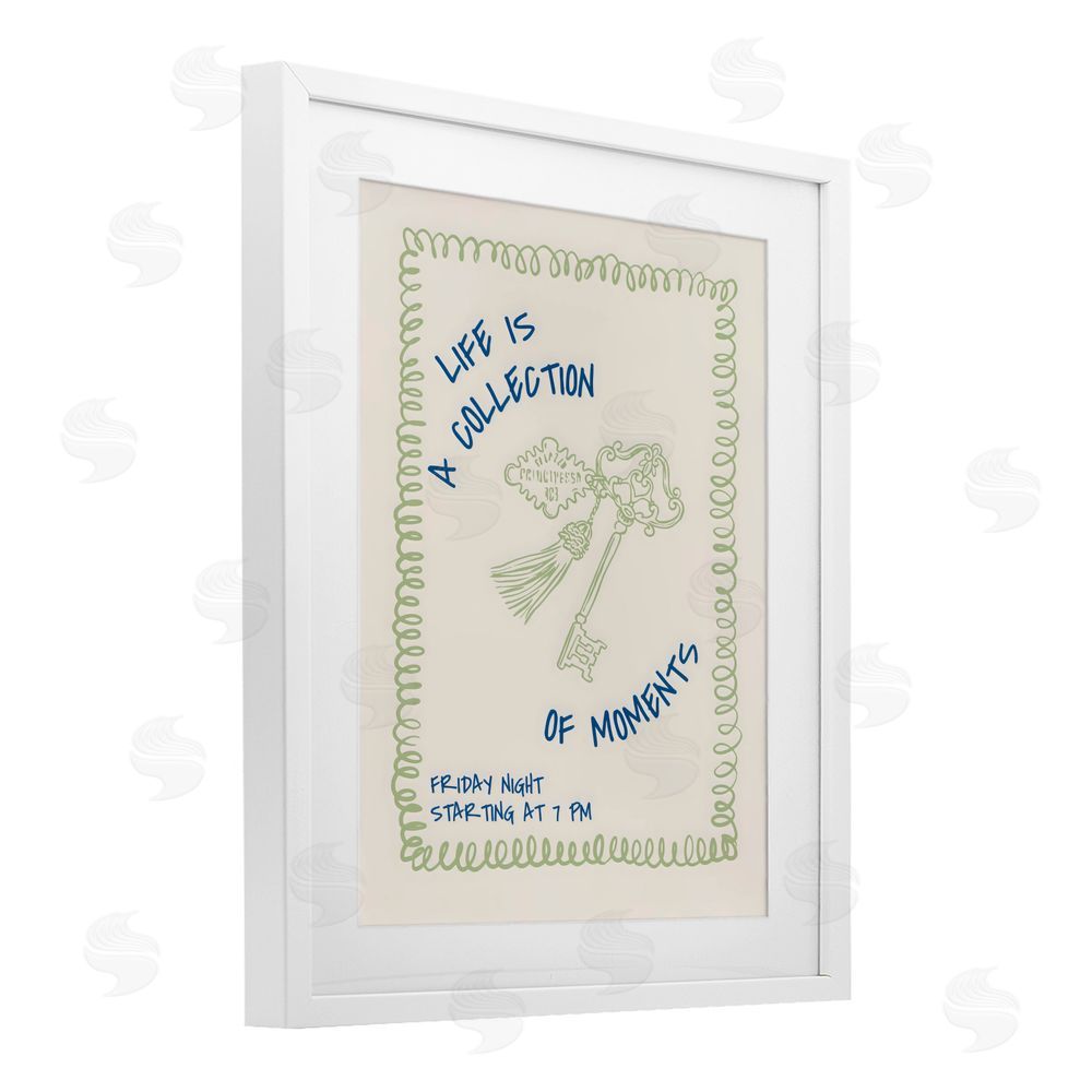 The Prints Vibe A Collection of Moments White Framed Print Under Glass with Matting Wall Art