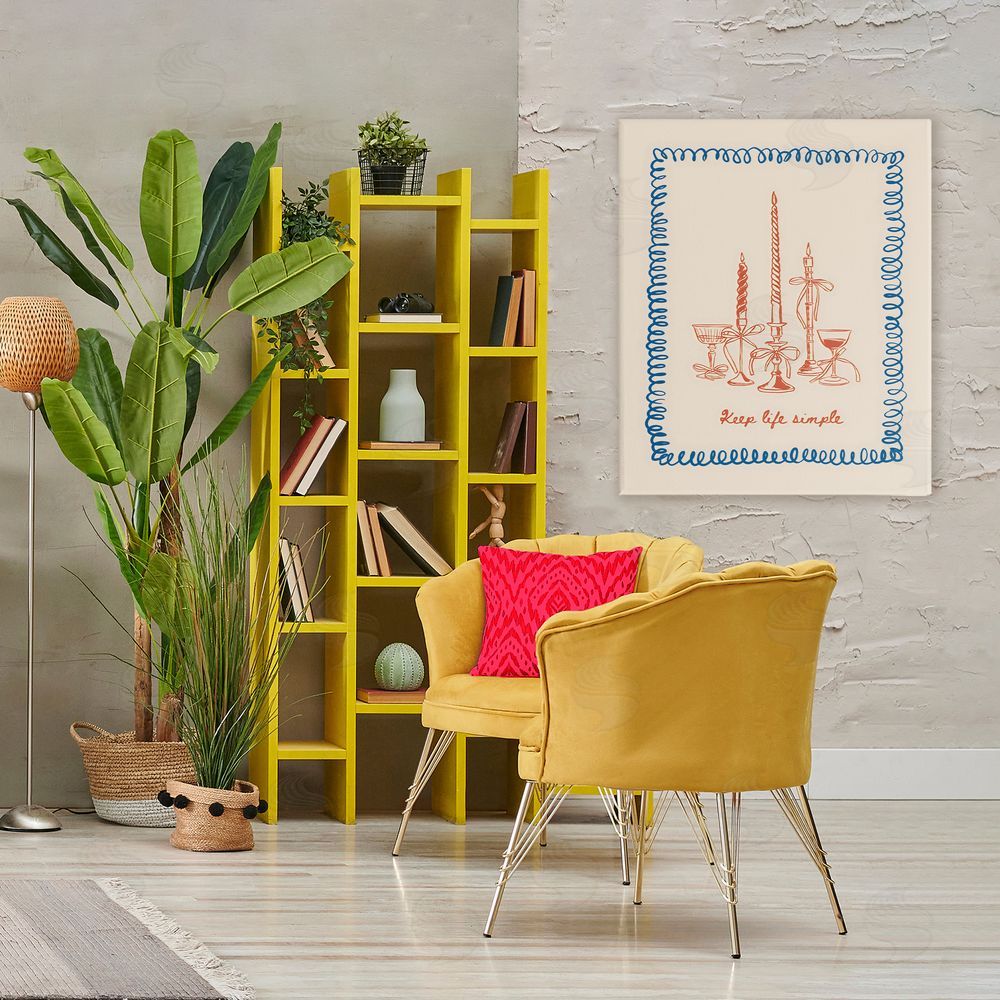 The Prints Vibe Keep Life Simple Candles Stretched Canvas Wall Art in Room