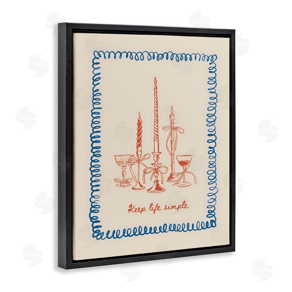 The Prints Vibe Keep Life Simple Candles Black Floating Framed Canvas Wall Art