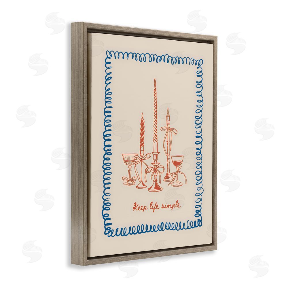 The Prints Vibe Keep Life Simple Candles Brown Floating Framed Canvas Wall Art