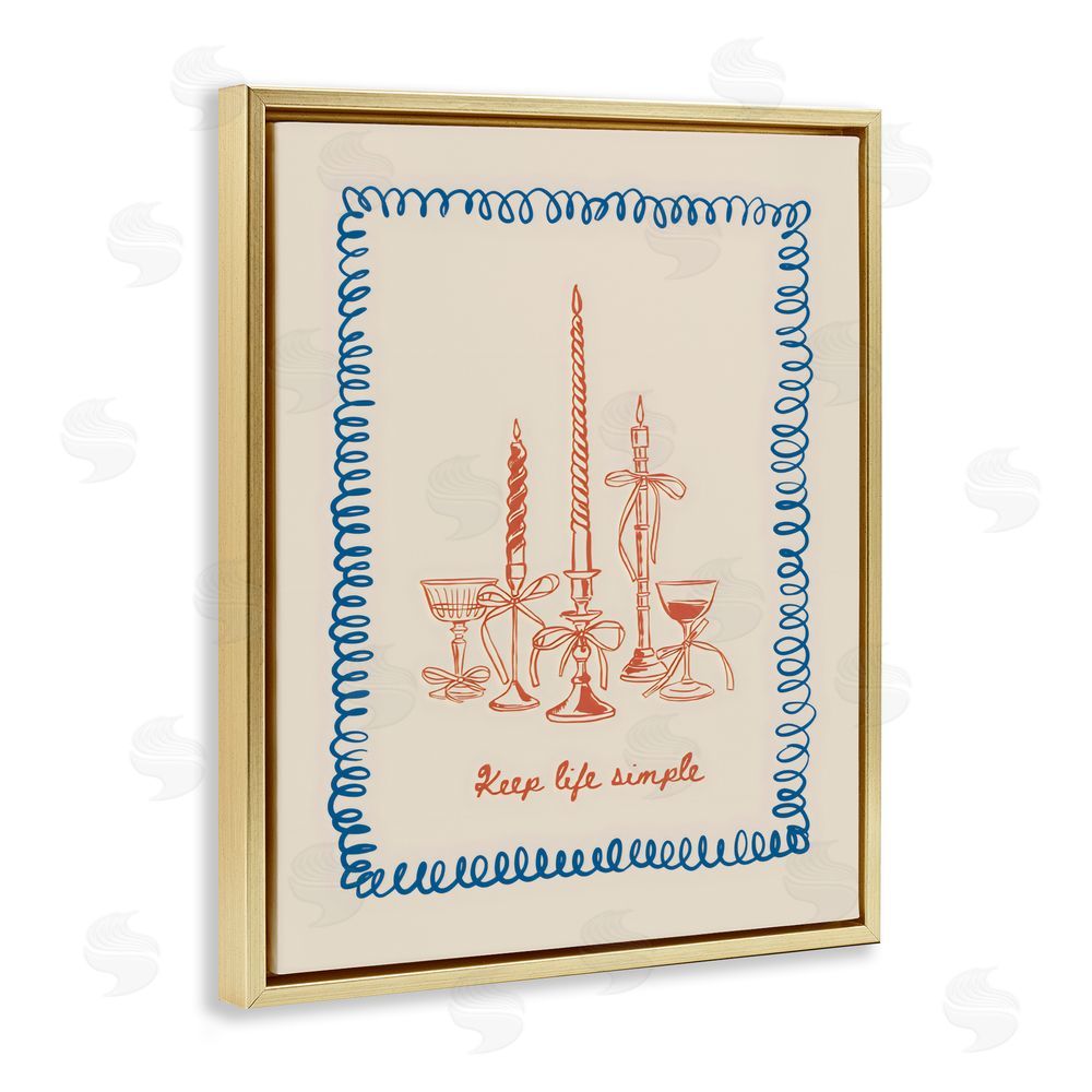 The Prints Vibe Keep Life Simple Candles Gold Floating Framed Canvas Wall Art