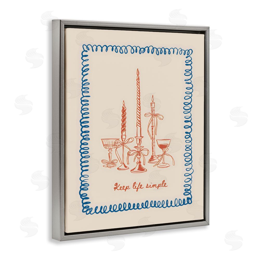 The Prints Vibe Keep Life Simple Candles Gray Floating Framed Canvas Wall Art