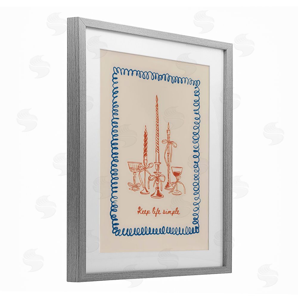 The Prints Vibe Keep Life Simple Candles Gray Framed Print Under Glass Wall Art