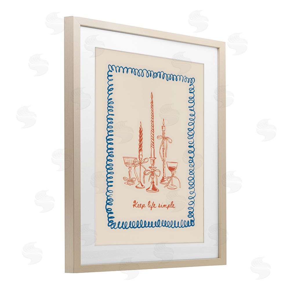 The Prints Vibe Keep Life Simple Candles Brown Framed Print Under Glass Wall Art