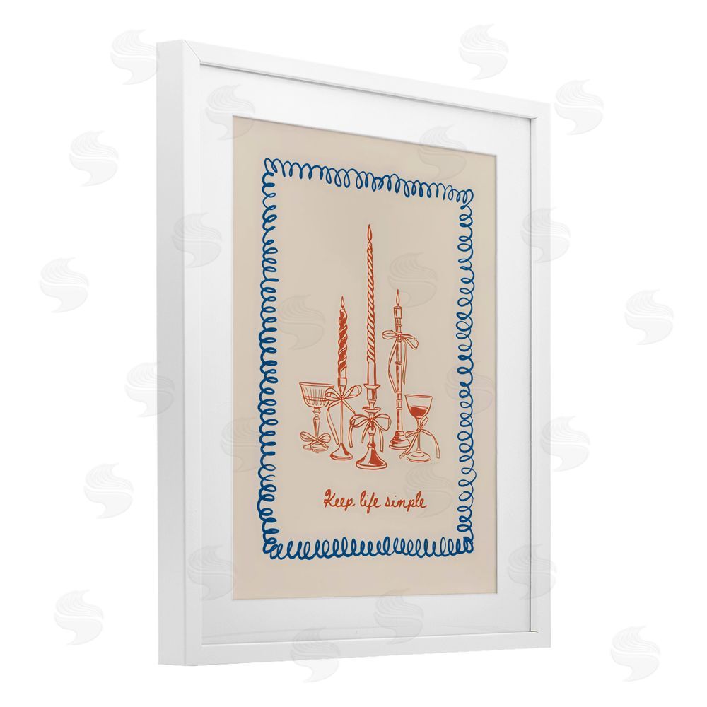 The Prints Vibe Keep Life Simple Candles White Framed Print Under Glass Wall Art