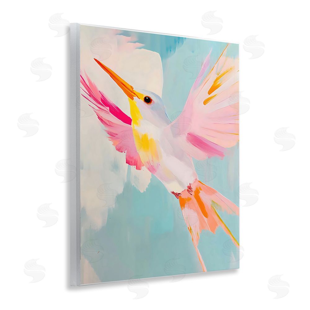 The Prints Vibe Pastel Hummingbird Soaring Wall Plaque Home Decor Art Print