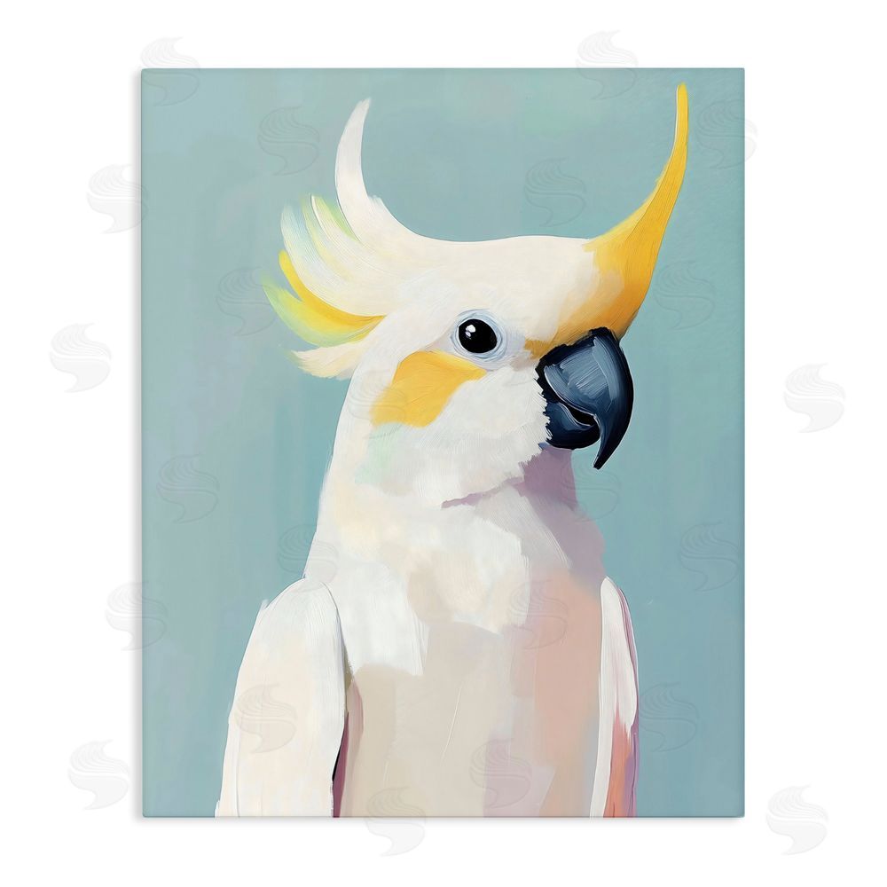 The Prints Vibe Yellow Crested Cockatoo Stretched Canvas Wall Art Print