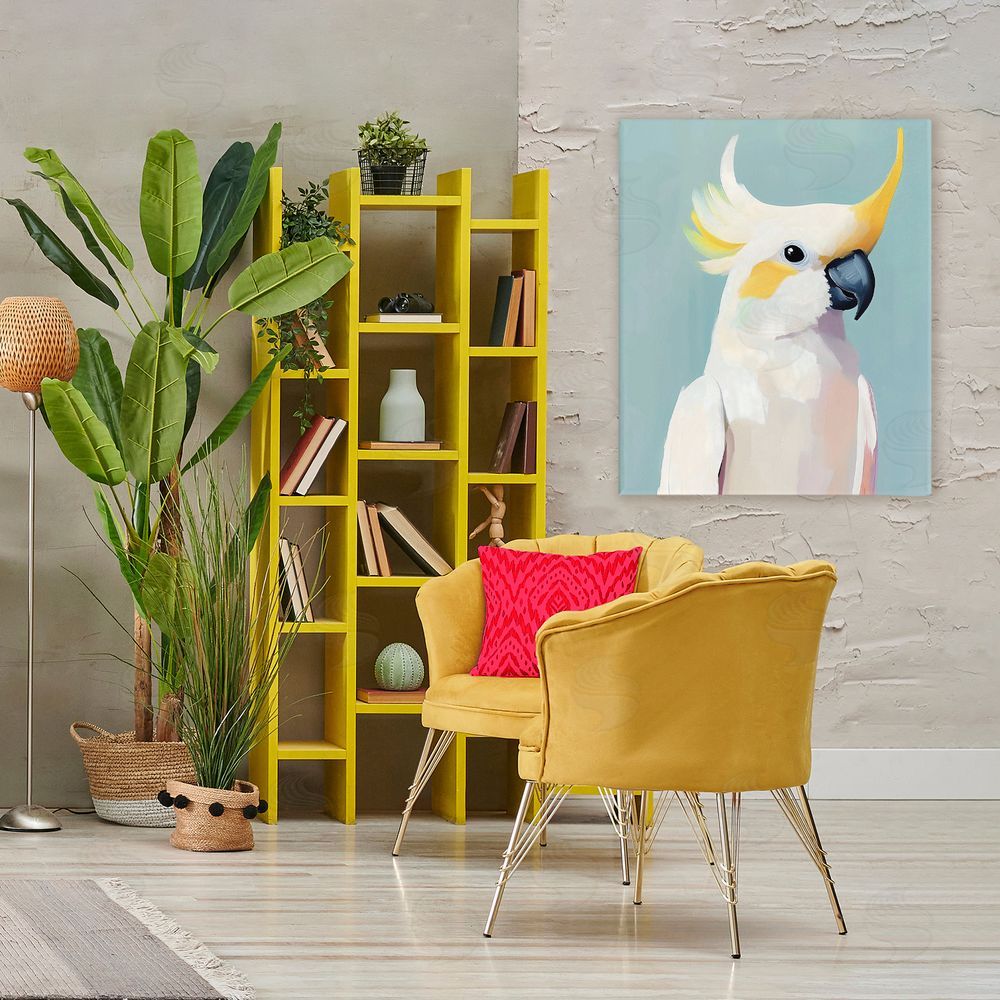 The Prints Vibe Yellow Crested Cockatoo Stretched Canvas on Wall