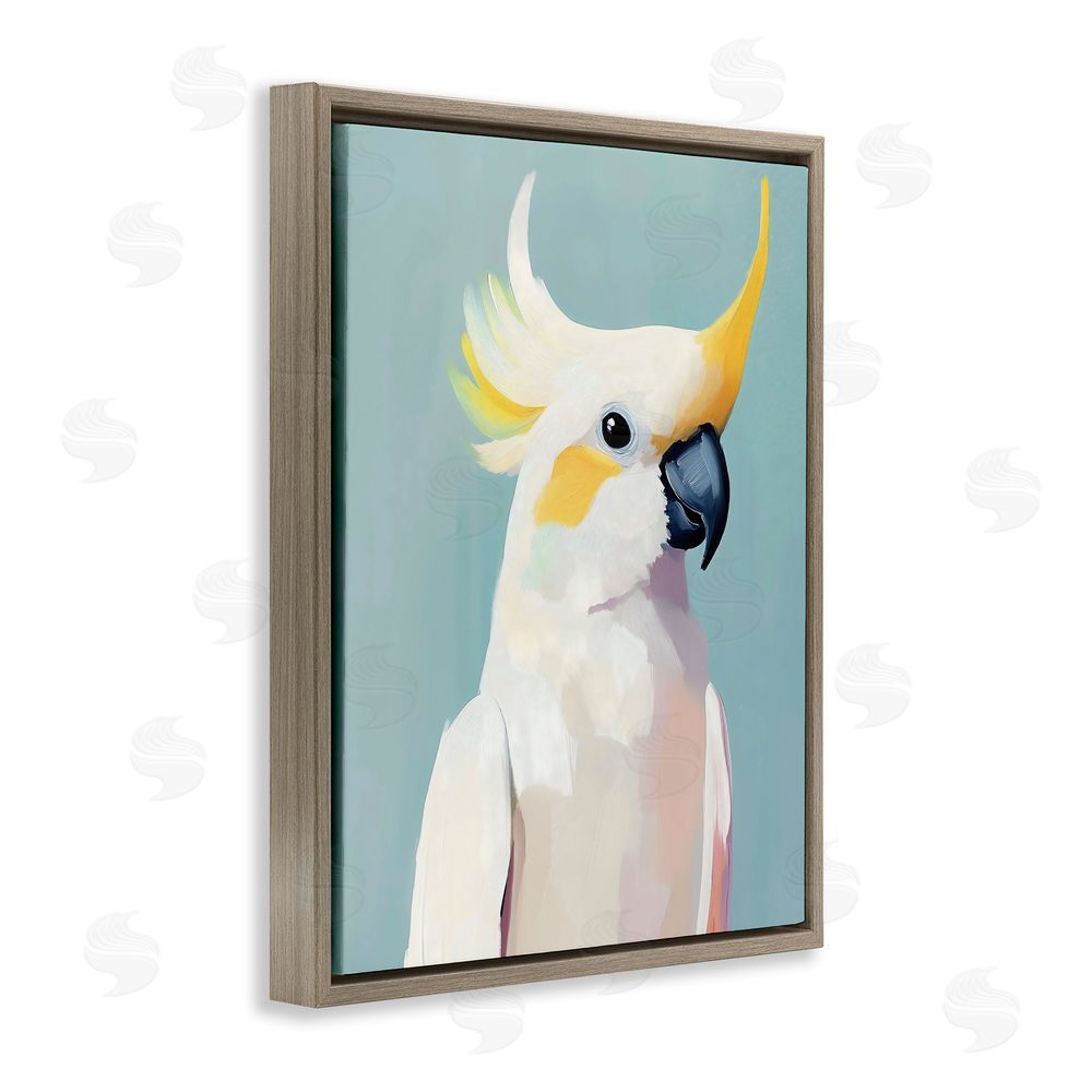 The Prints Vibe Yellow Crested Cockatoo Brown Floating Framed Canvas Wall Art Print