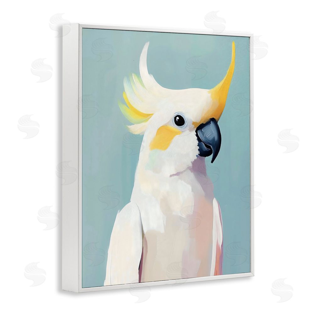 The Prints Vibe Yellow Crested Cockatoo White Framed Giclee Wall Art Print