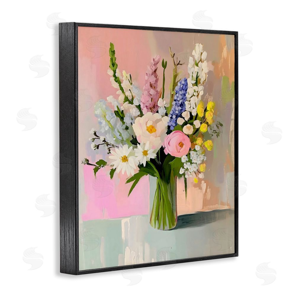 The Prints Vibe Glass Vase with Spring Blooms Black Framed Giclee Wall Art