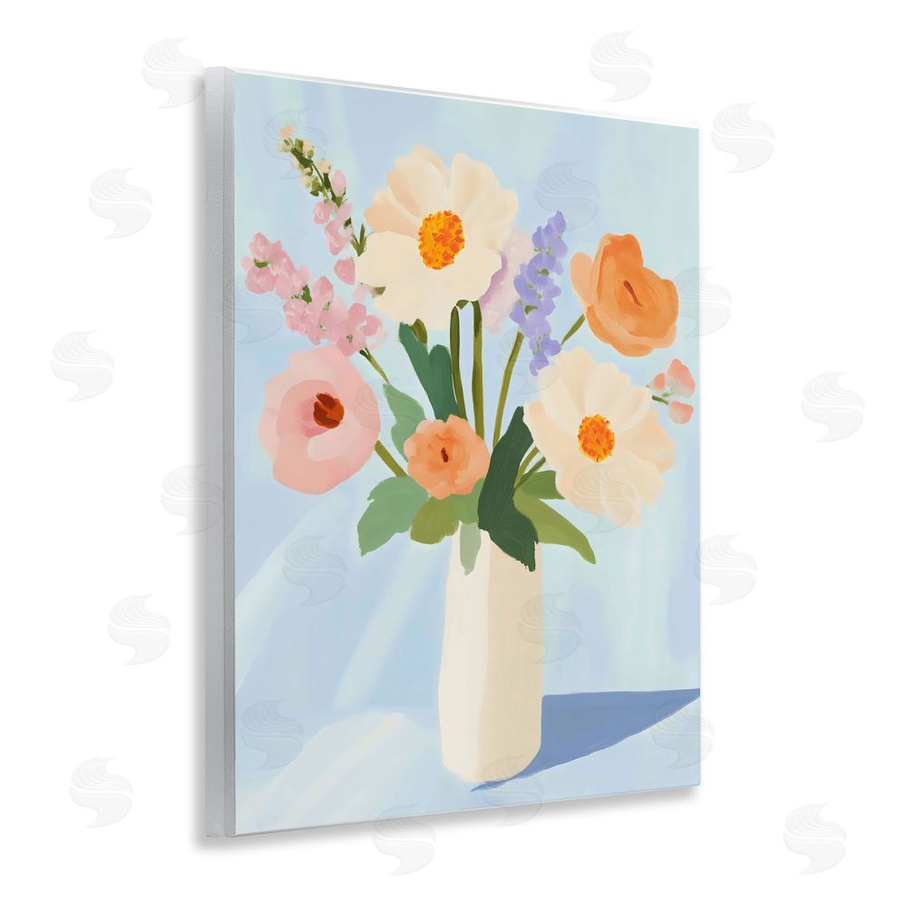 The Prints Vibe Floral Bouquet in Sleek White Vase Wall Plaque Home Decor Art Print