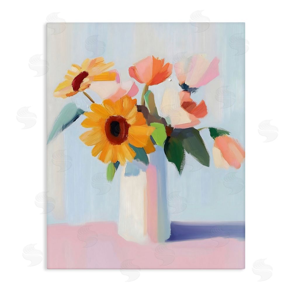 The Prints Vibe Sleek Vase Bouquet Stretched Canvas Wall Art Print
