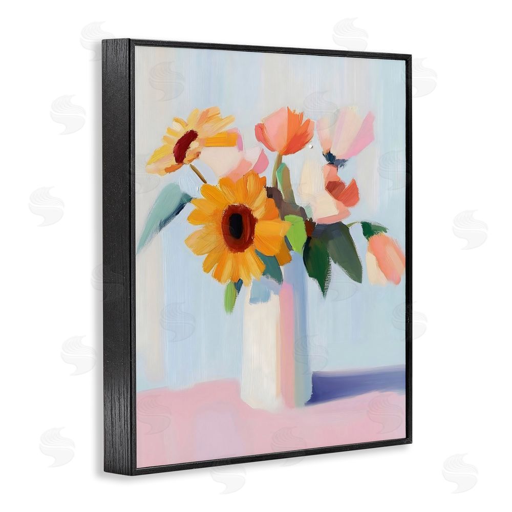 The Prints Vibe Sleek Vase Bouquet Black Framed Giclee Wall Art Print