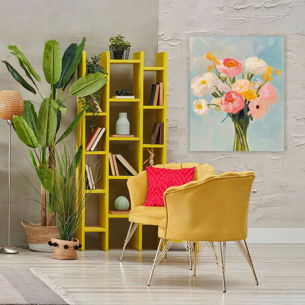 The Prints Vibe Eclectic Floral Bouquet Stretched Canvas Wall Art in Room