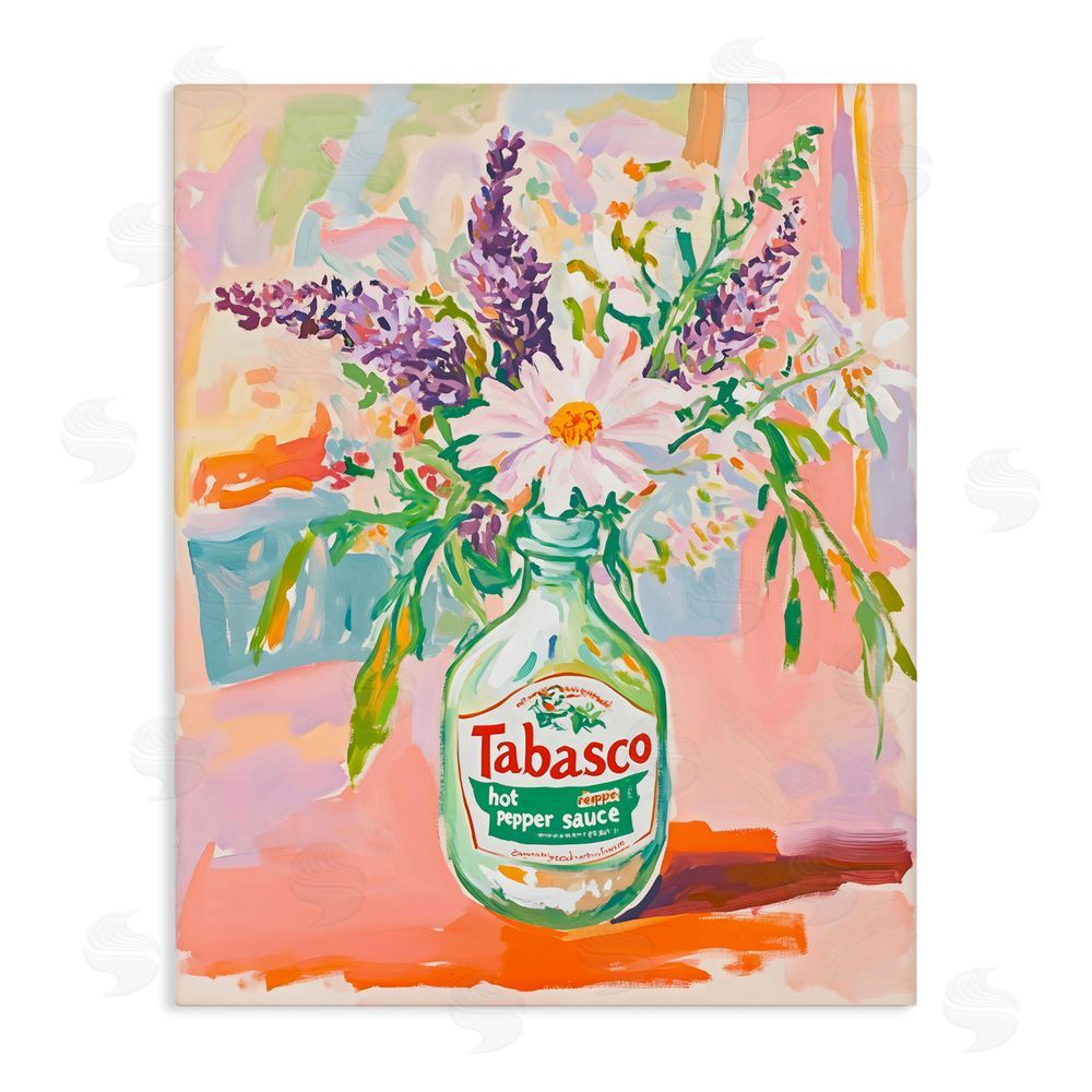The Prints Vibe Hot Sauce Bottle Bouquet Stretched Canvas Wall Art