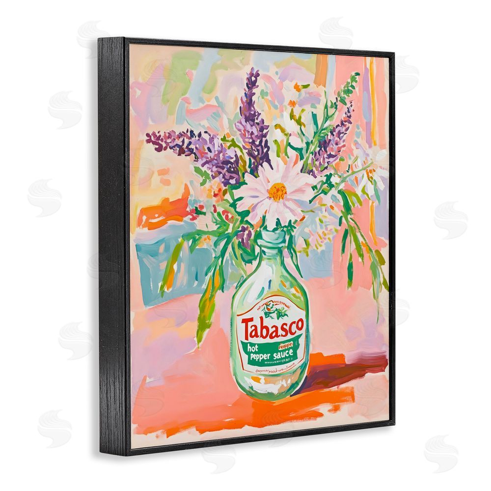 The Prints Vibe Hot Sauce Bottle Bouquet Black Framed Giclee Wall Art