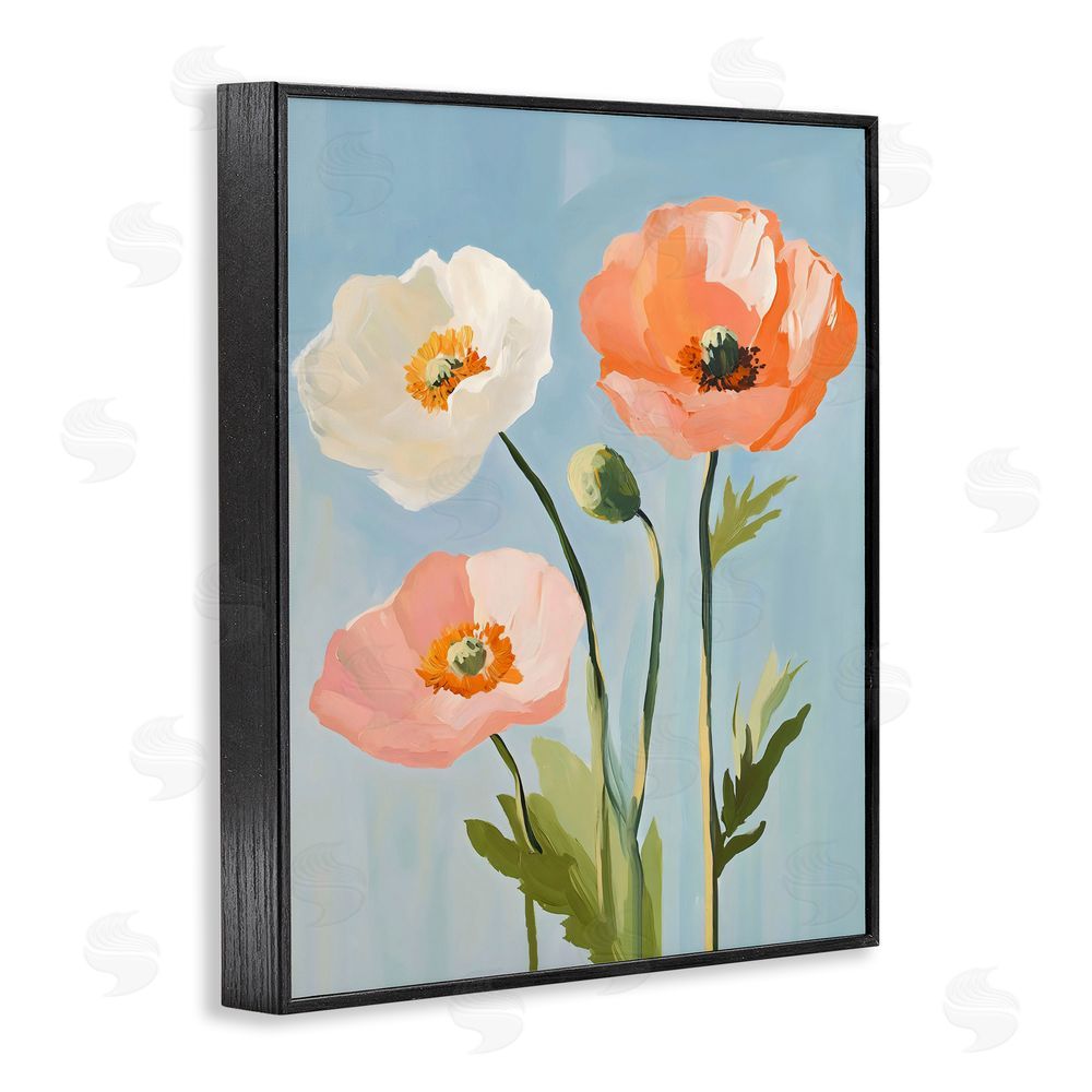 The Prints Vibe Pastel Poppy Blooming Trio Black Framed Giclee Wall Art