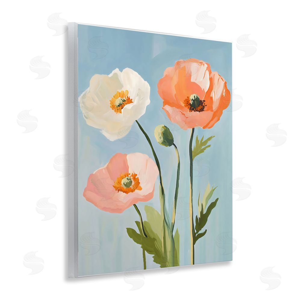 The Prints Vibe Pastel Poppy Blooming Trio Wall Plaque Home Decor Art Print