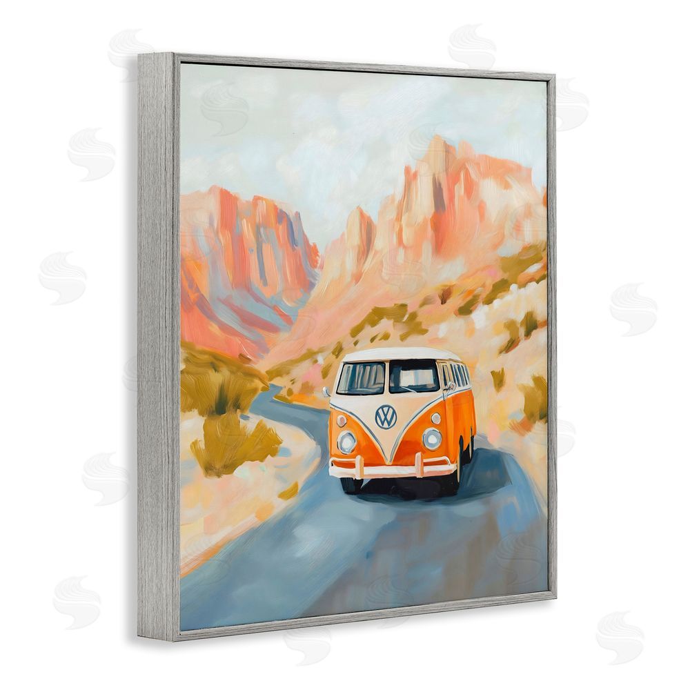 The Prints Vibe Van Life Desert Canyon Gray Framed Giclee Wall Art Print