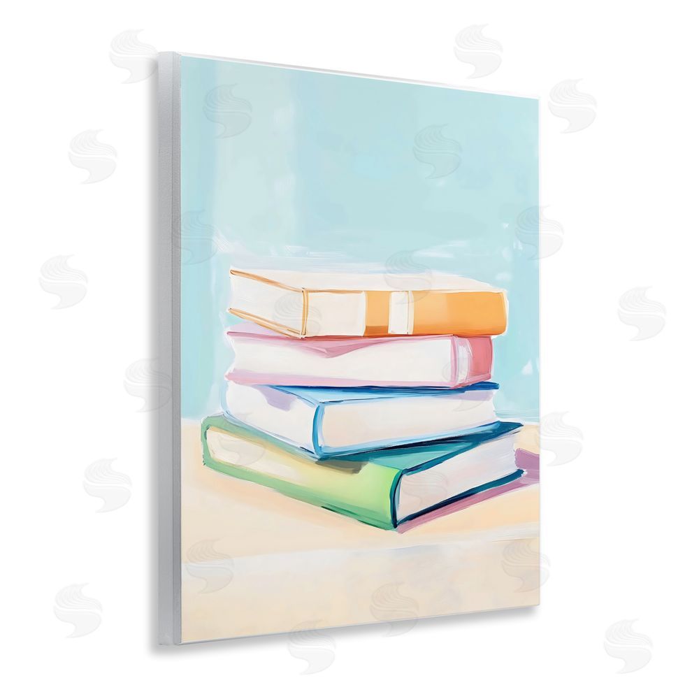 The Prints Vibe Pastel Reader's Book Stack Wall Plaque Home Decor Art Print