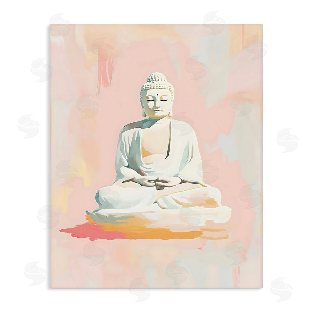 The Prints Vibe Pastel Buddha In Quiet Meditation Stretched Canvas Wall Art