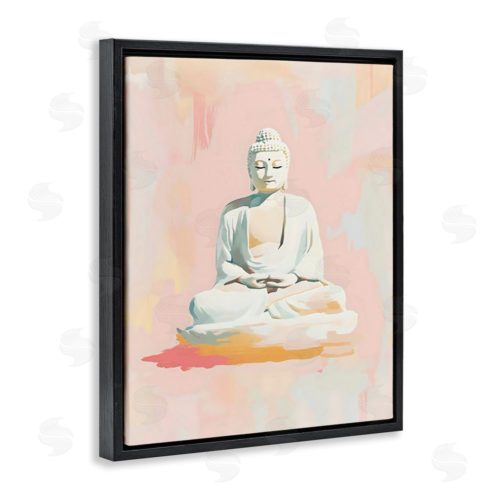 The Prints Vibe Pastel Buddha In Quiet Meditation Black Floating Framed Canvas Wall Art