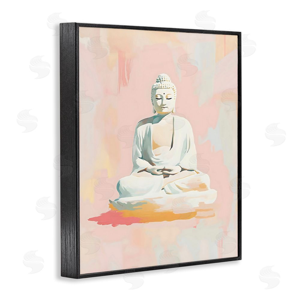 The Prints Vibe Pastel Buddha In Quiet Meditation Black Framed Giclee Wall Art