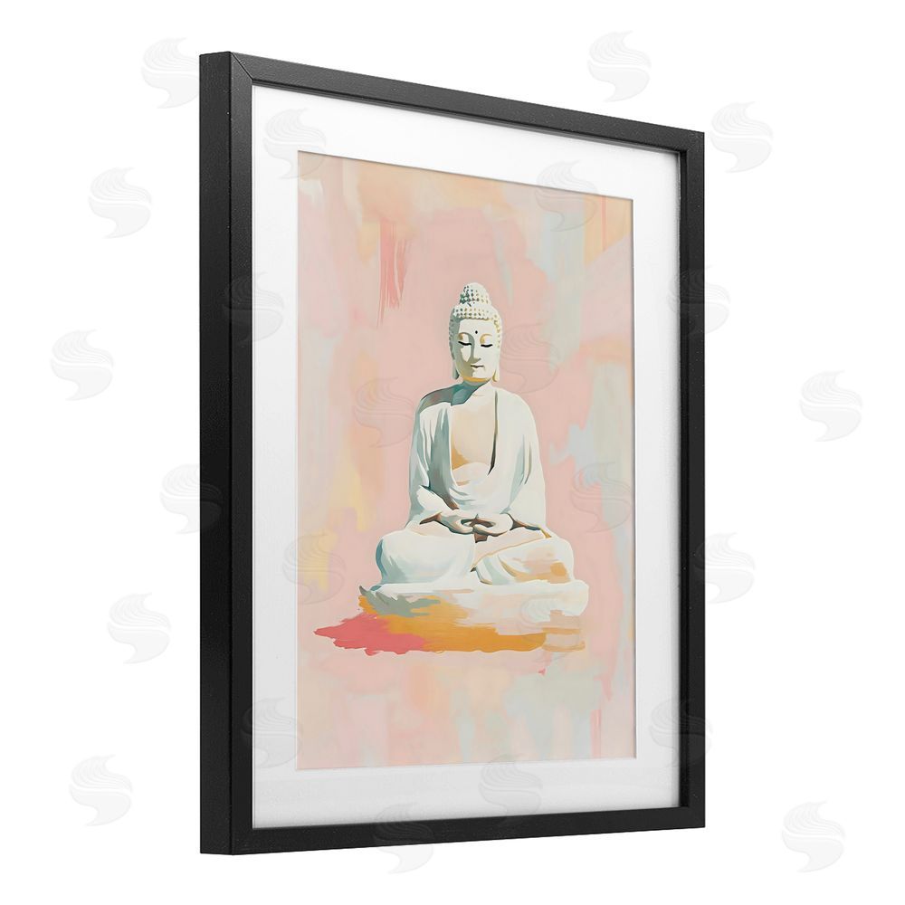 The Prints Vibe Pastel Buddha In Quiet Meditation Black Framed Print Under Glass Wall Art