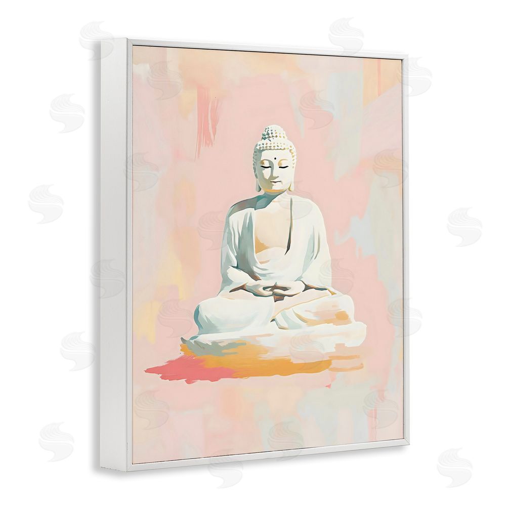 The Prints Vibe Pastel Buddha In Quiet Meditation White Framed Giclee Wall Art