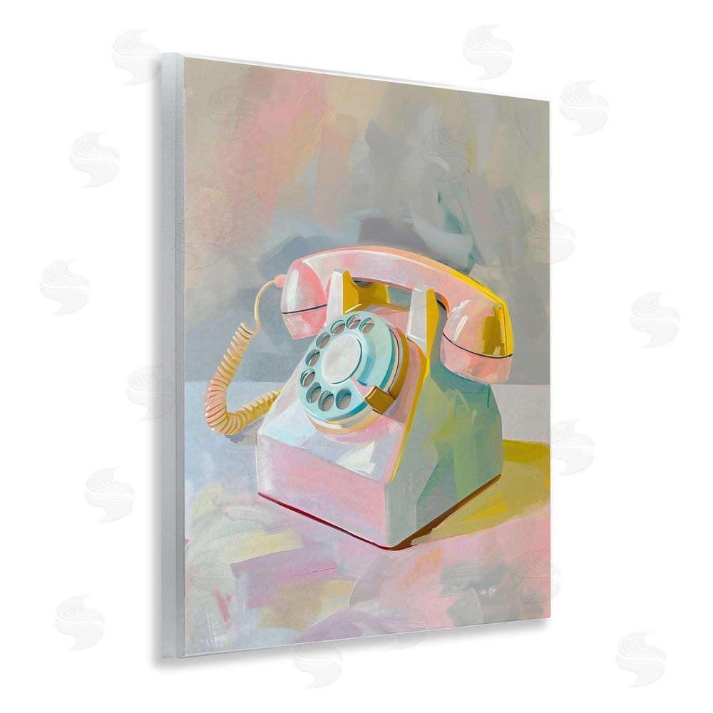 The Prints Vibe Retro Telephone in Pastels Wall Plaque Home Decor Art Print