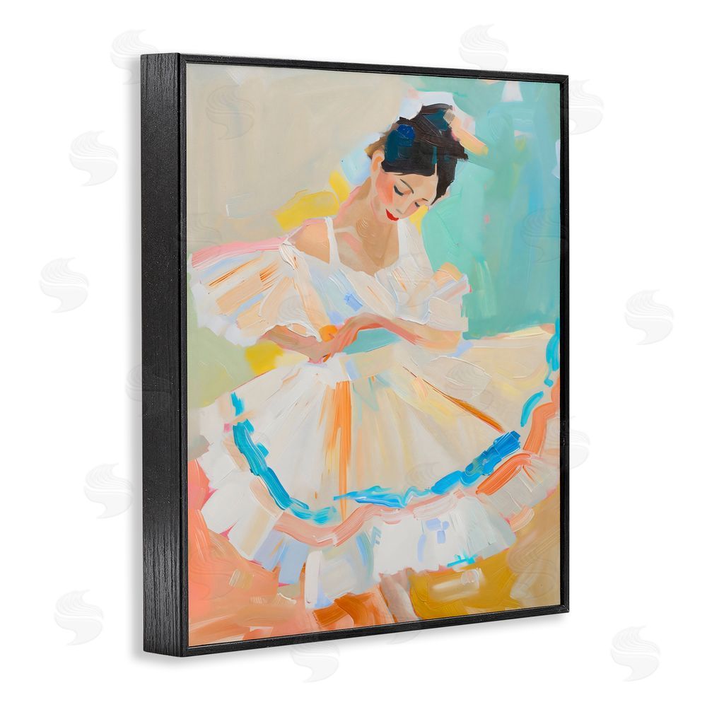 The Prints Vibe Dancer with Flowing Dress Black Framed Giclee Wall Art Print