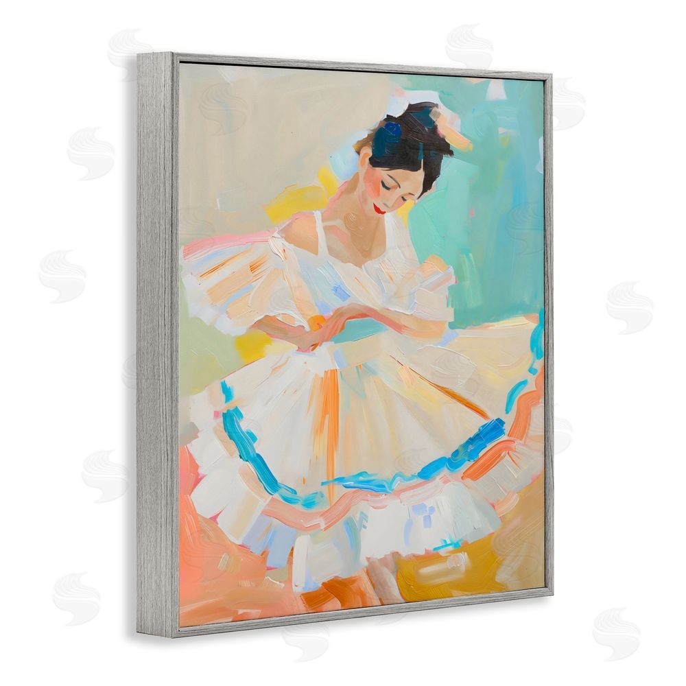 The Prints Vibe Dancer with Flowing Dress Gray Framed Giclee Wall Art Print