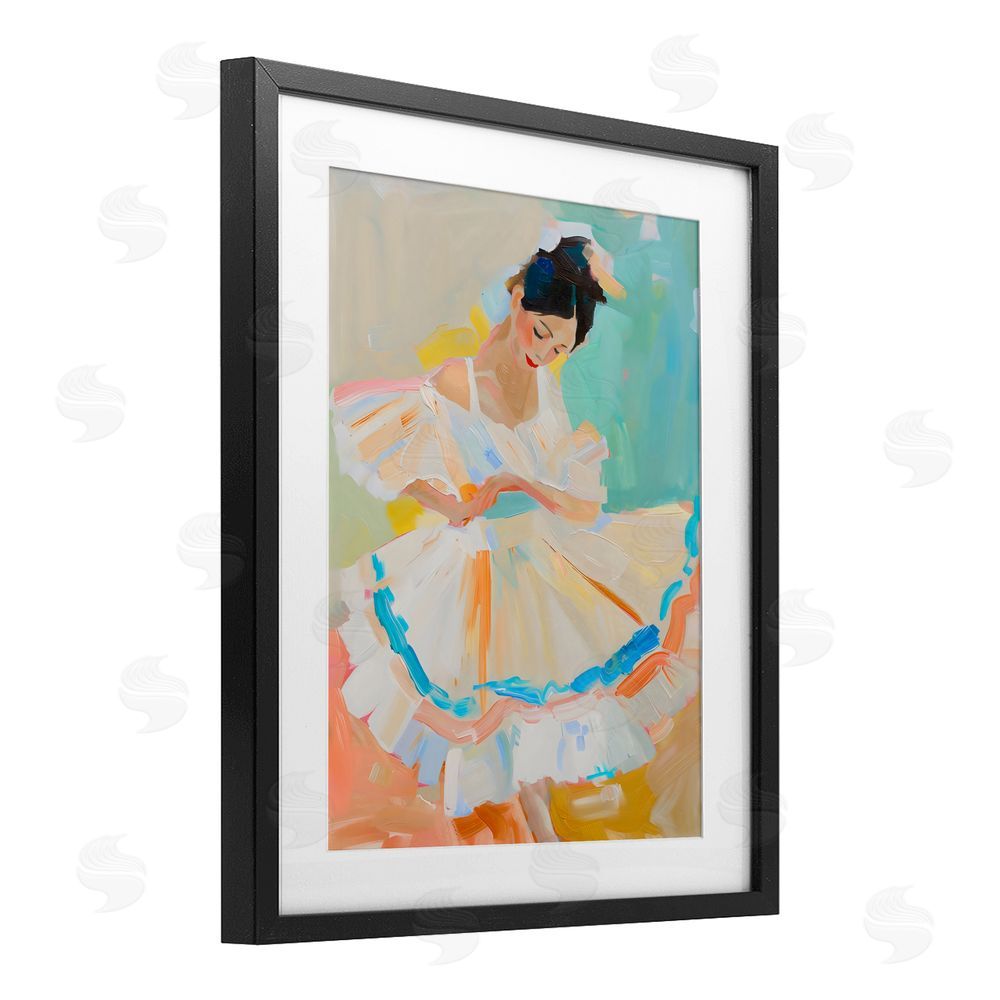 The Prints Vibe Dancer with Flowing Dress Black Framed Print Under Glass Wall Art