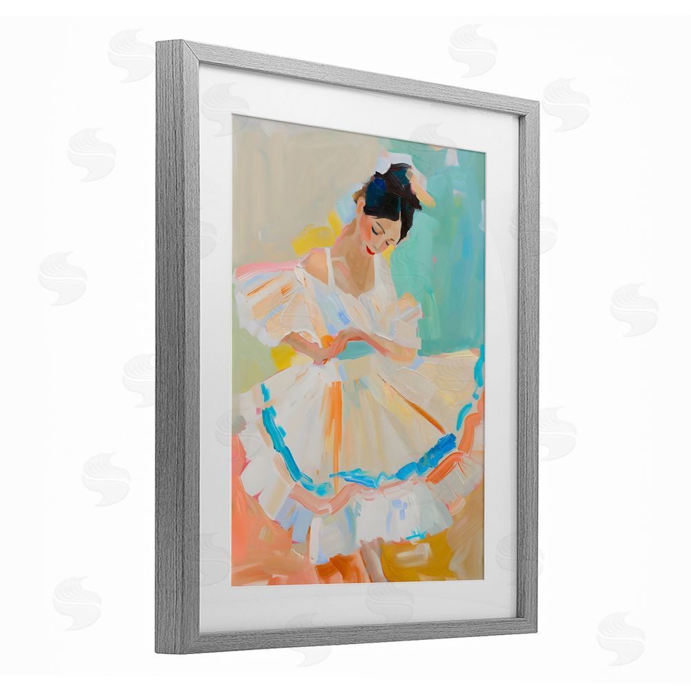 The Prints Vibe Dancer with Flowing Dress Gray Framed Print Under Glass Wall Art