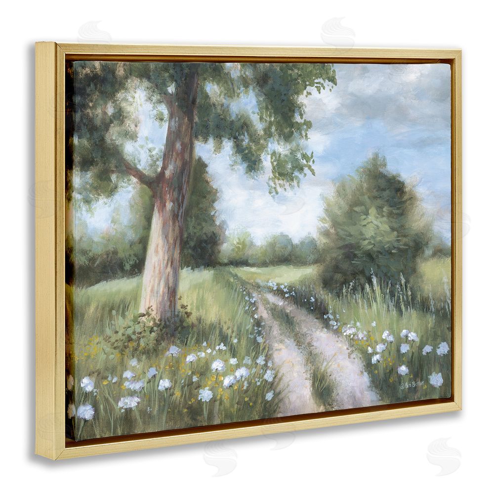 Pam Britton A Lovely Walk On Path Gold Floating Frame Canvas Wall Art Print