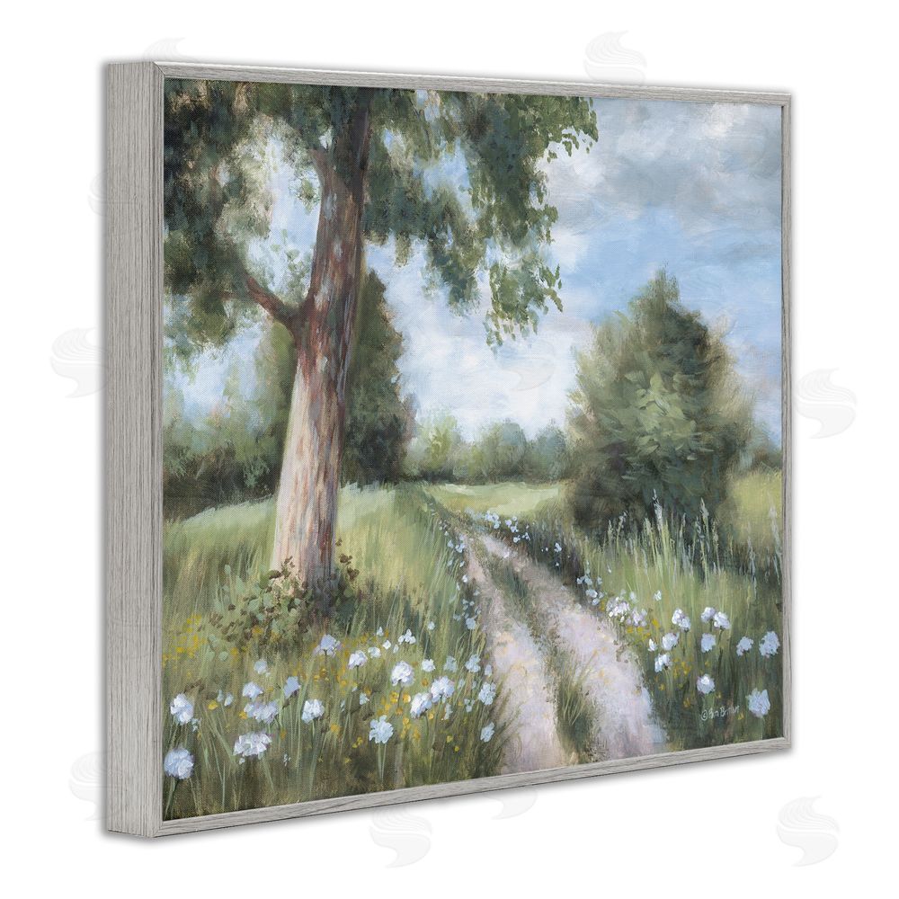 Pam Britton A Lovely Walk On Path Gray Framed Giclee Wall Art Print