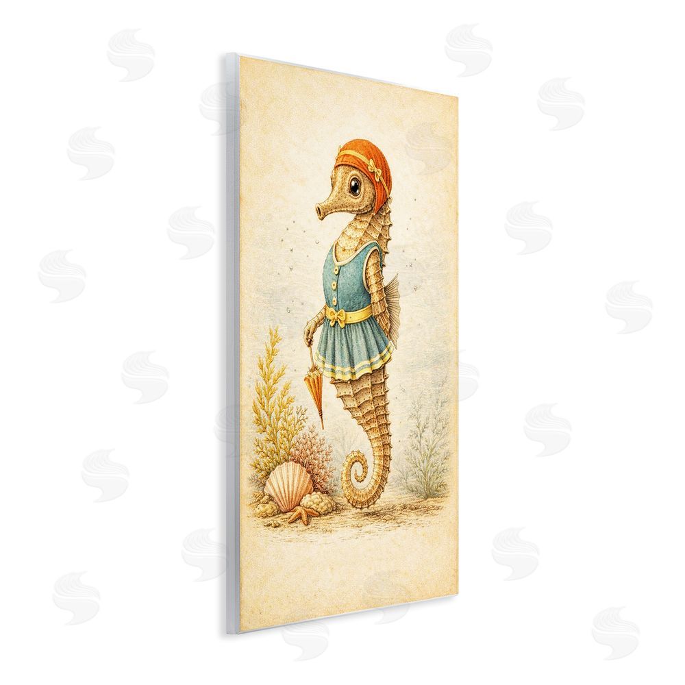 Grotto Studios Maritime Bathing Society Seahorse Wall Plaque Home Decor Art Print